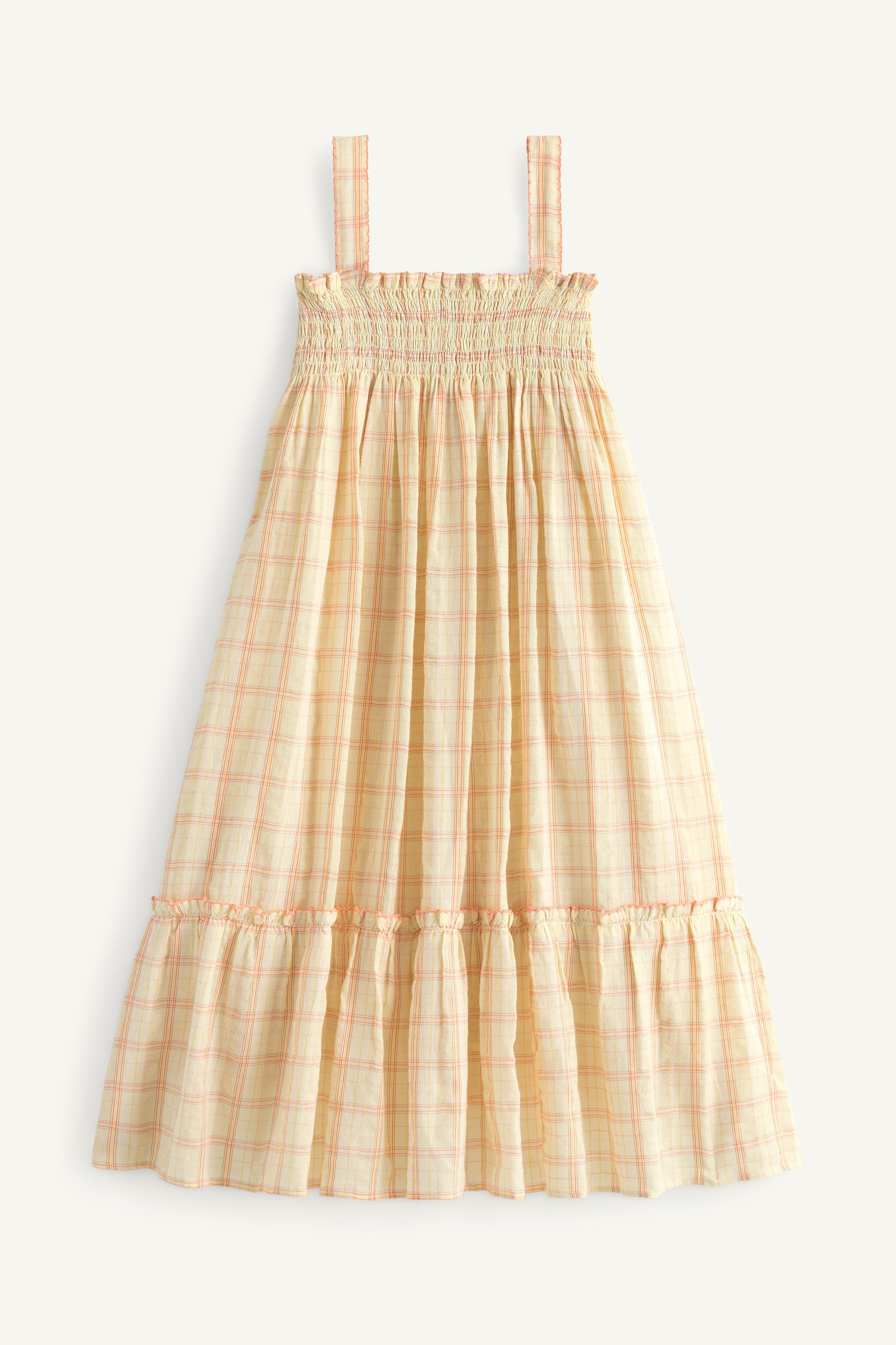 LIMITED EDITION LONG PLAID DRESS WITH EMBROIDERED FLOWERS